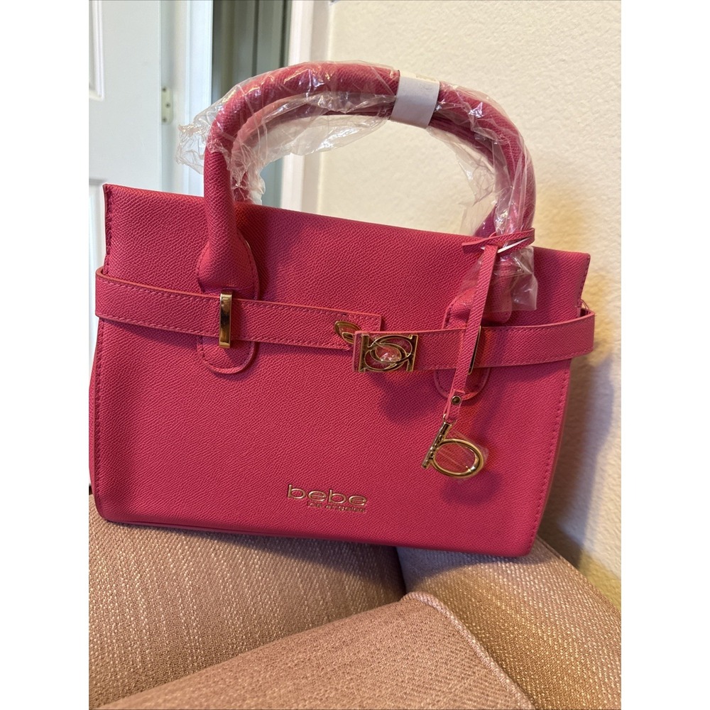 BEBE‎ Orchid Evie Satchel Bag With Shoulder Strap Hot Pink Fuchsia NWT